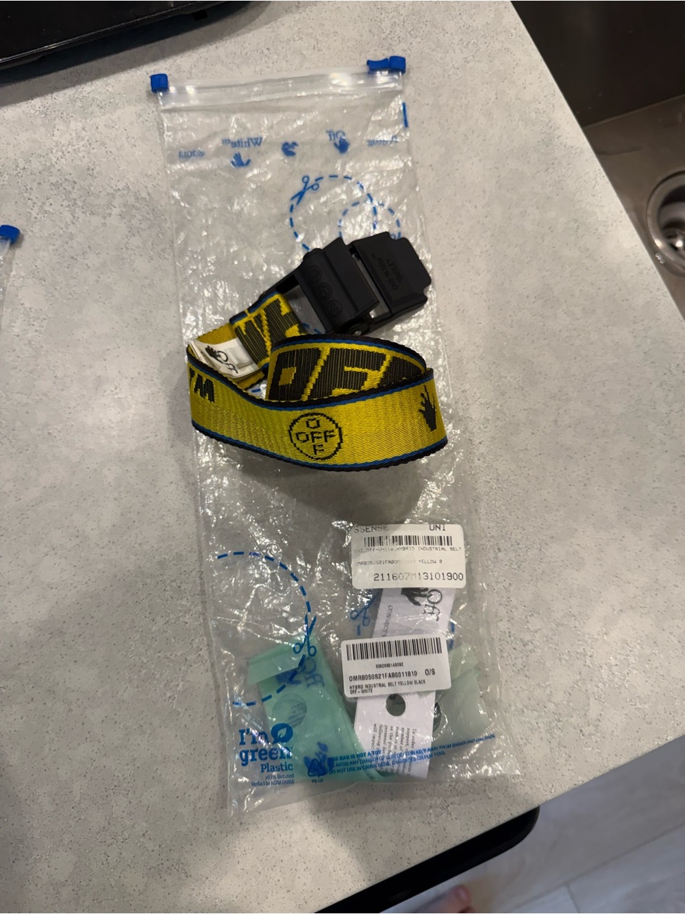 Off-White Yellow and Black Industrial Style Webbing Belt